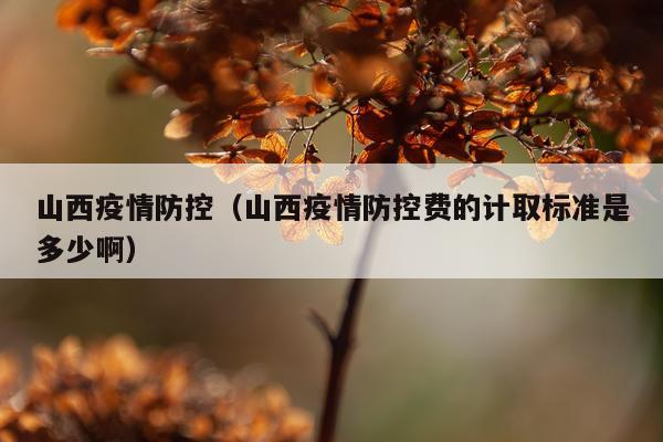 山西疫情防控（山西疫情防控费的计取标准是多少啊）