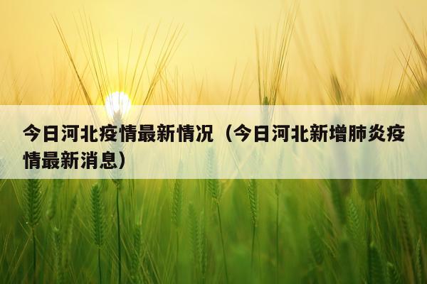 今日河北疫情最新情况（今日河北新增肺炎疫情最新消息）