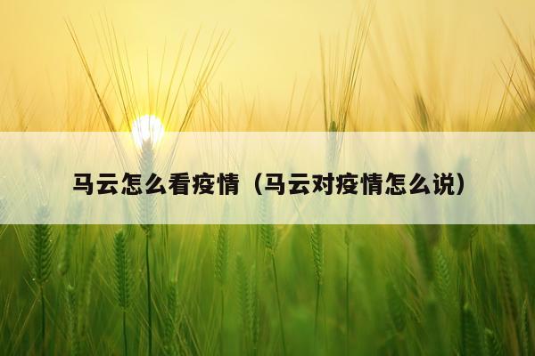 马云怎么看疫情（马云对疫情怎么说）