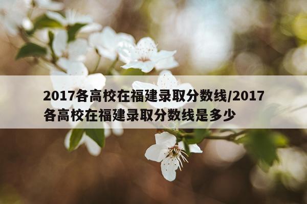 2017各高校在福建录取分数线/2017各高校在福建录取分数线是多少