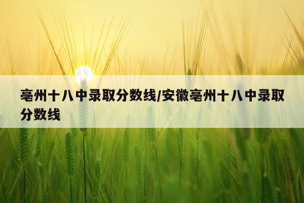 亳州十八中录取分数线/安徽亳州十八中录取分数线