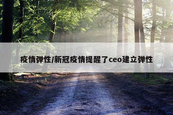 疫情弹性/新冠疫情提醒了ceo建立弹性