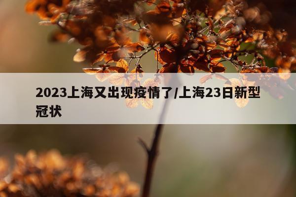 2023上海又出现疫情了/上海23日新型冠状