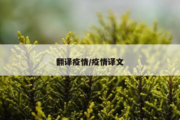 翻译疫情/疫情译文