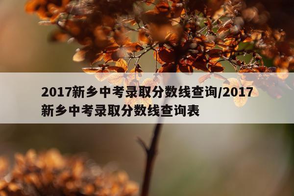 2017新乡中考录取分数线查询/2017新乡中考录取分数线查询表