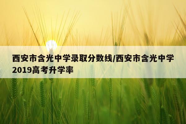 西安市含光中学录取分数线/西安市含光中学2019高考升学率