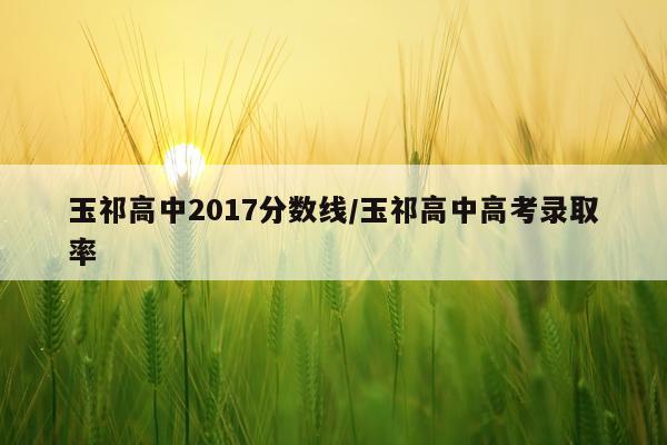 玉祁高中2017分数线/玉祁高中高考录取率