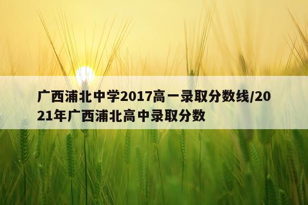 广西浦北中学2017高一录取分数线/2021年广西浦北高中录取分数