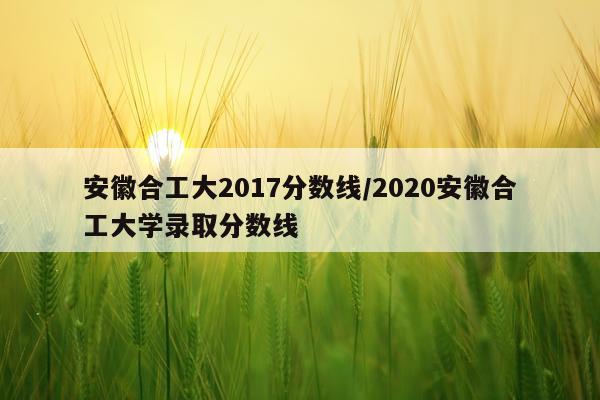 安徽合工大2017分数线/2020安徽合工大学录取分数线