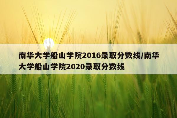 南华大学船山学院2016录取分数线/南华大学船山学院2020录取分数线