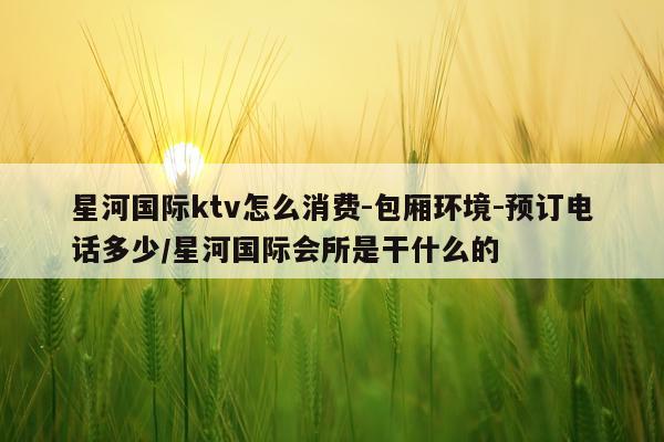 星河国际ktv怎么消费-包厢环境-预订电话多少/星河国际会所是干什么的