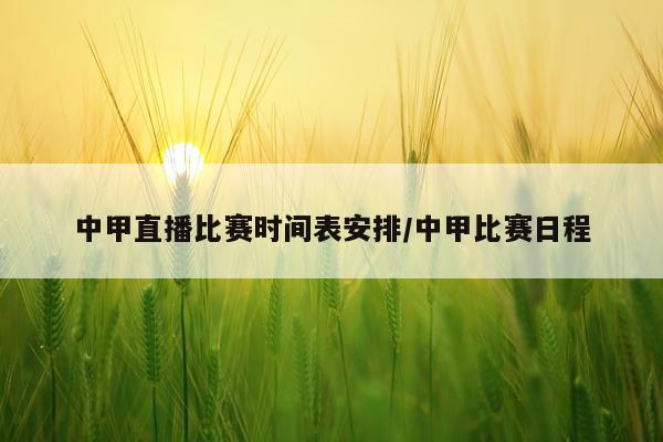 中甲直播比赛时间表安排/中甲比赛日程