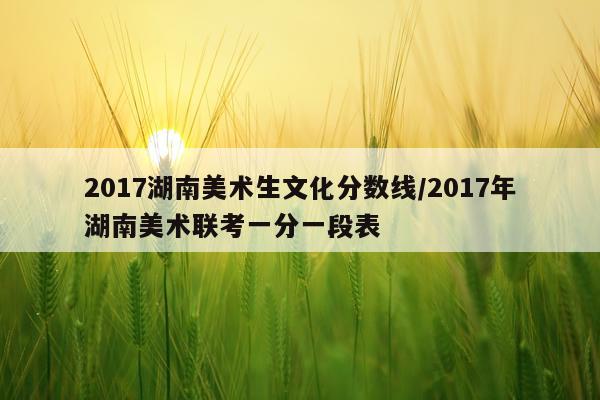 2017湖南美术生文化分数线/2017年湖南美术联考一分一段表