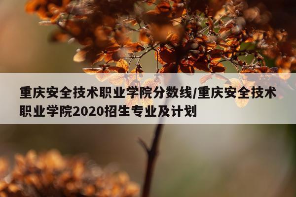 重庆安全技术职业学院分数线/重庆安全技术职业学院2020招生专业及计划