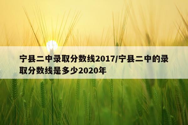 宁县二中录取分数线2017/宁县二中的录取分数线是多少2020年