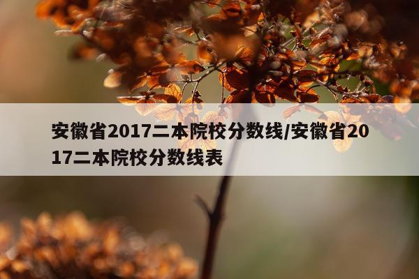 安徽省2017二本院校分数线/安徽省2017二本院校分数线表