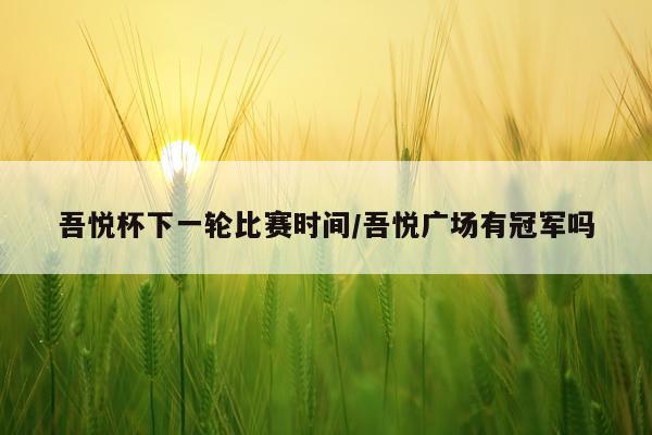 吾悦杯下一轮比赛时间/吾悦广场有冠军吗