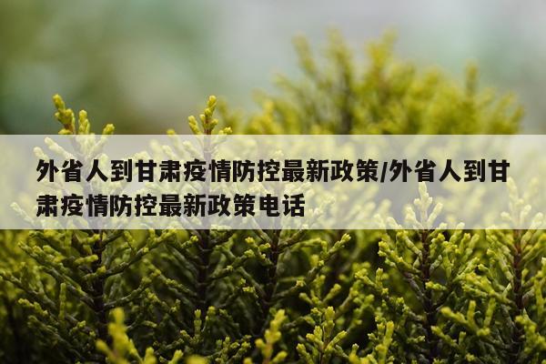 外省人到甘肃疫情防控最新政策/外省人到甘肃疫情防控最新政策电话