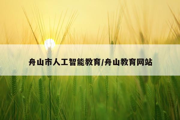 舟山市人工智能教育/舟山教育网站