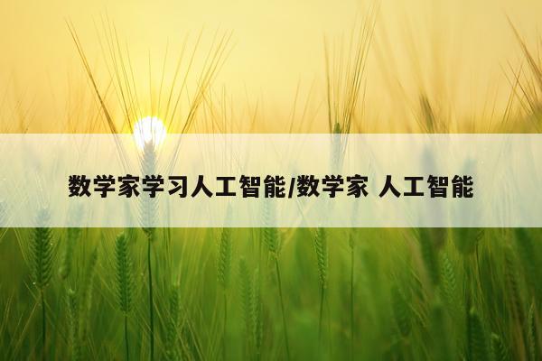 数学家学习人工智能/数学家 人工智能
