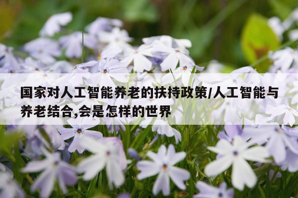 国家对人工智能养老的扶持政策/人工智能与养老结合,会是怎样的世界