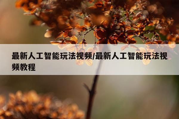 最新人工智能玩法视频/最新人工智能玩法视频教程