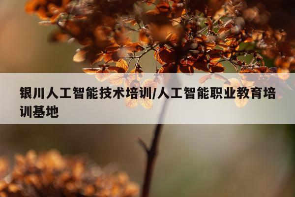 银川人工智能技术培训/人工智能职业教育培训基地