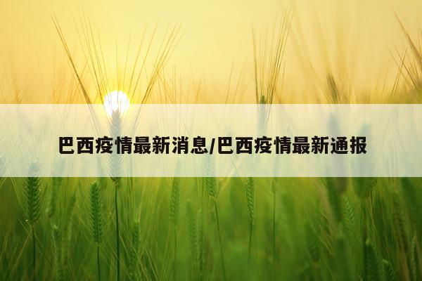 巴西疫情最新消息/巴西疫情最新通报