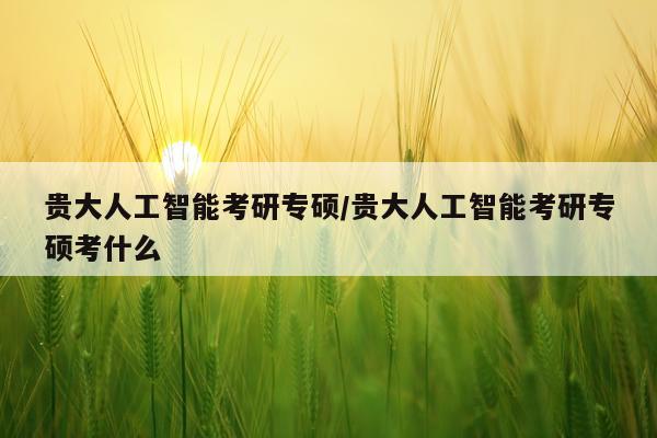 贵大人工智能考研专硕/贵大人工智能考研专硕考什么