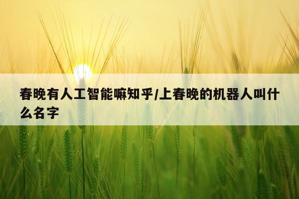 春晚有人工智能嘛知乎/上春晚的机器人叫什么名字