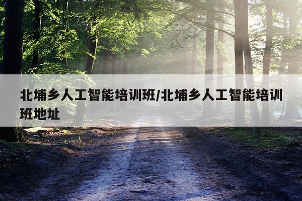 北埔乡人工智能培训班/北埔乡人工智能培训班地址