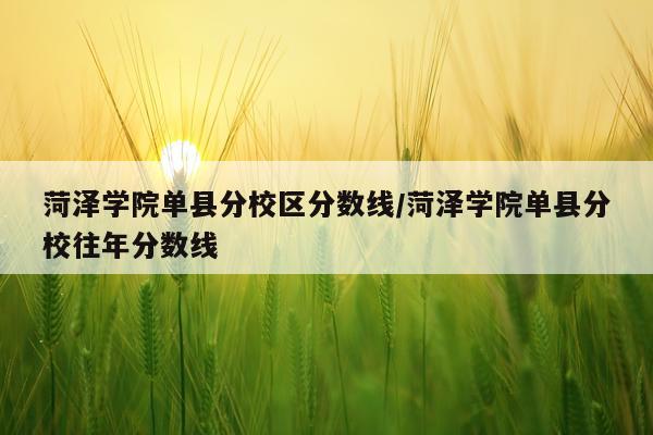 菏泽学院单县分校区分数线/菏泽学院单县分校往年分数线