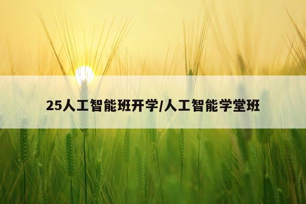 25人工智能班开学/人工智能学堂班