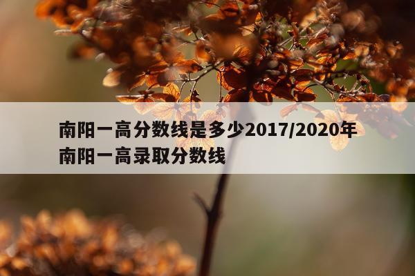 南阳一高分数线是多少2017/2020年南阳一高录取分数线
