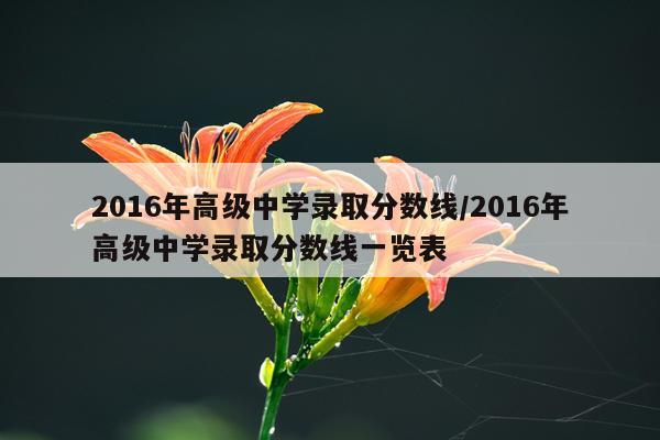 2016年高级中学录取分数线/2016年高级中学录取分数线一览表