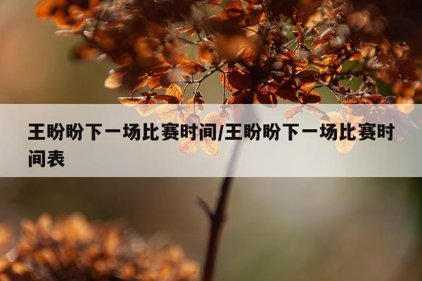 王盼盼下一场比赛时间/王盼盼下一场比赛时间表