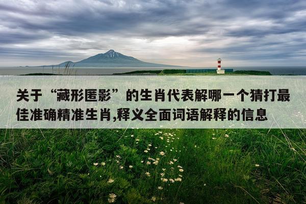 关于“藏形匿影”的生肖代表解哪一个猜打最佳准确精准生肖,释义全面词语解释的信息