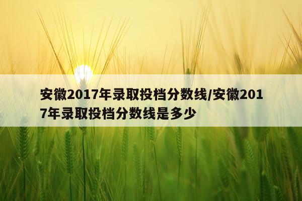 安徽2017年录取投档分数线/安徽2017年录取投档分数线是多少