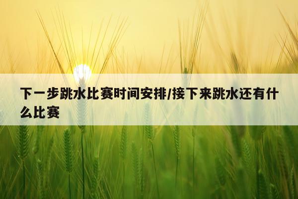 下一步跳水比赛时间安排/接下来跳水还有什么比赛