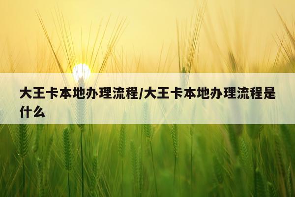大王卡本地办理流程/大王卡本地办理流程是什么