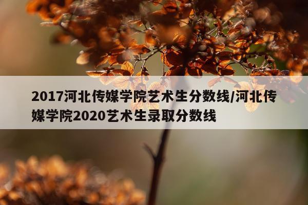 2017河北传媒学院艺术生分数线/河北传媒学院2020艺术生录取分数线