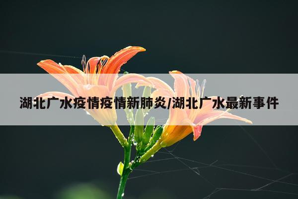 湖北广水疫情疫情新肺炎/湖北广水最新事件