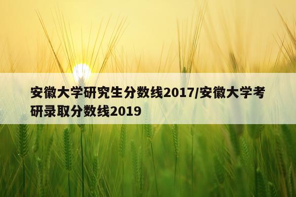 安徽大学研究生分数线2017/安徽大学考研录取分数线2019