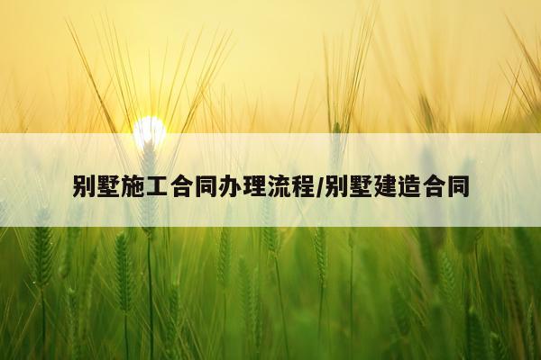 别墅施工合同办理流程/别墅建造合同