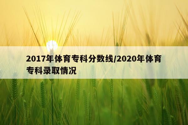 2017年体育专科分数线/2020年体育专科录取情况