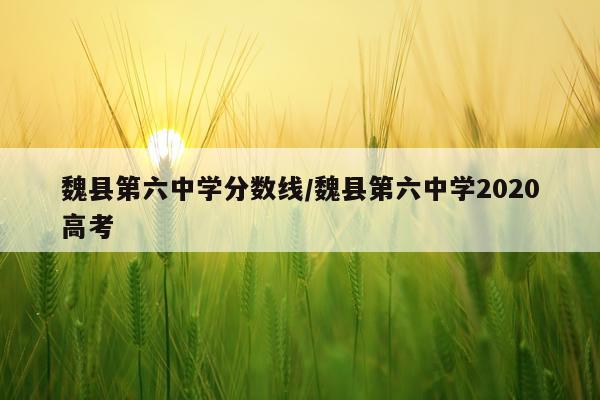 魏县第六中学分数线/魏县第六中学2020高考
