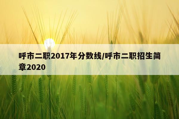 呼市二职2017年分数线/呼市二职招生简章2020