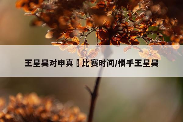 王星昊对申真谞比赛时间/棋手王星昊