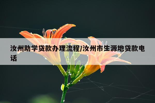 汝州助学贷款办理流程/汝州市生源地贷款电话