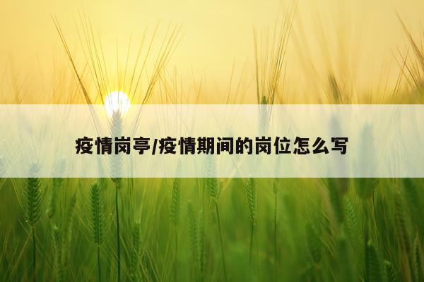 疫情岗亭/疫情期间的岗位怎么写